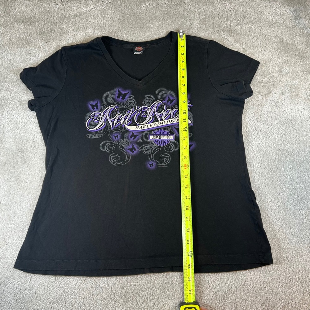 Harley-Davidson T-Shirt Women XL Red Rock Las Vegas Butterfly Graphic V-Neck‎ - Picture 7 of 10